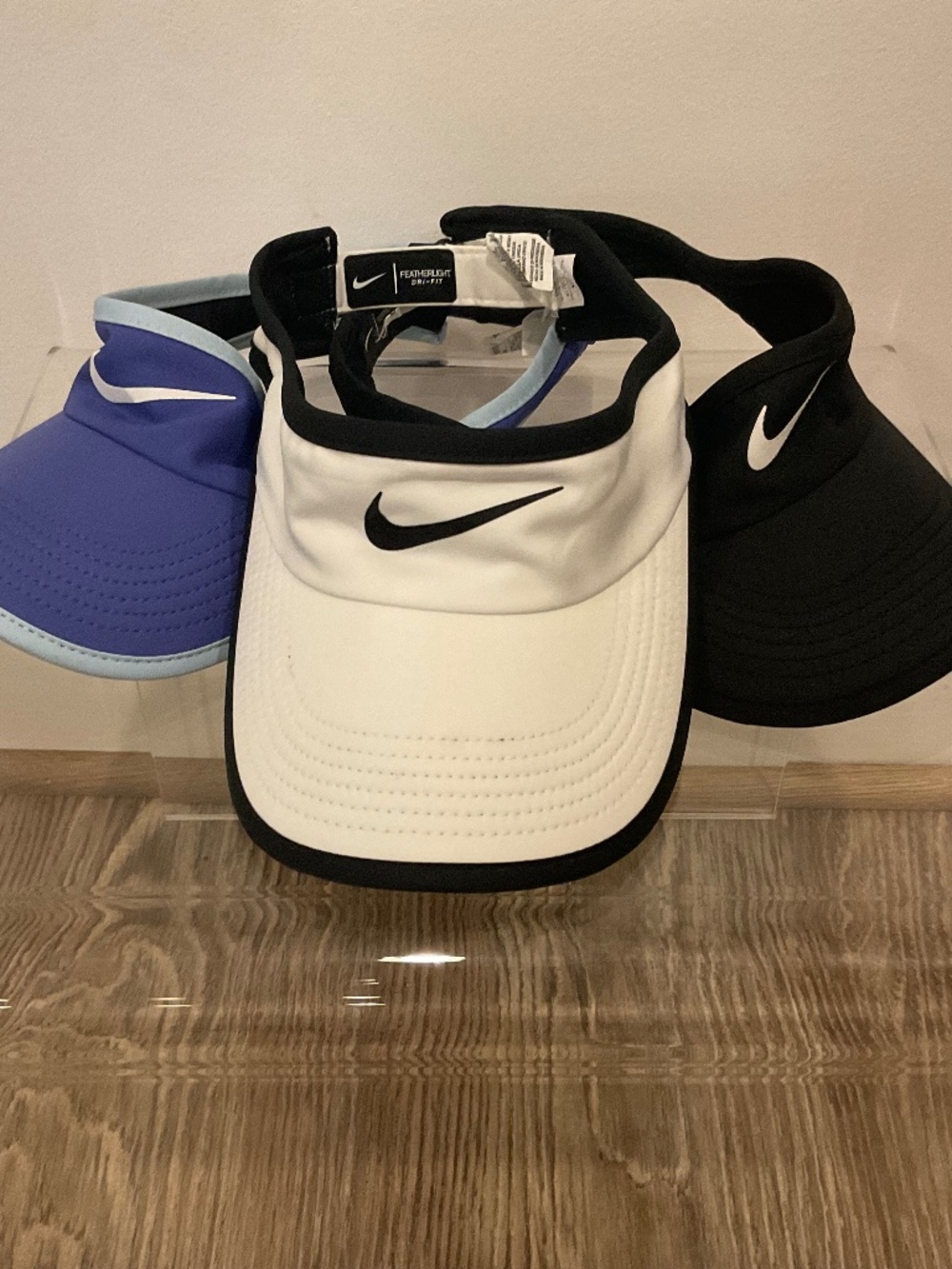 Bundle of 3 NIKE Youth Dri-FIT ACE swoosh visors hats tennis golf pickleball